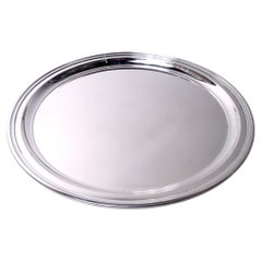 Plateau rond de 10 pouces en argent sterling américain moderne Tiffany