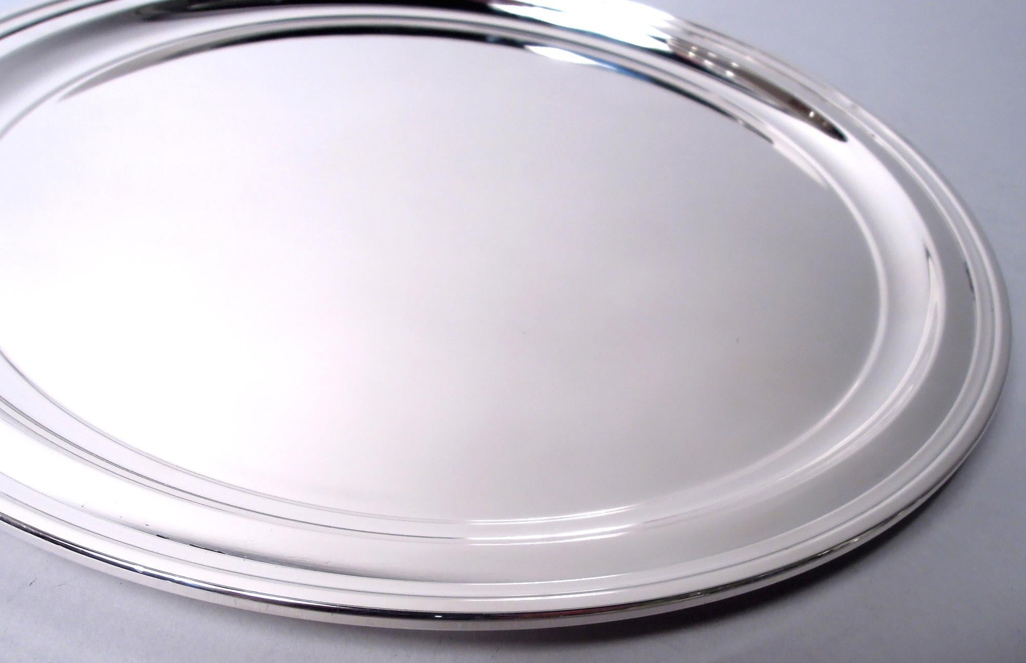 Moderne Plateau rond de 11 pouces en argent sterling américain moderne Tiffany en vente