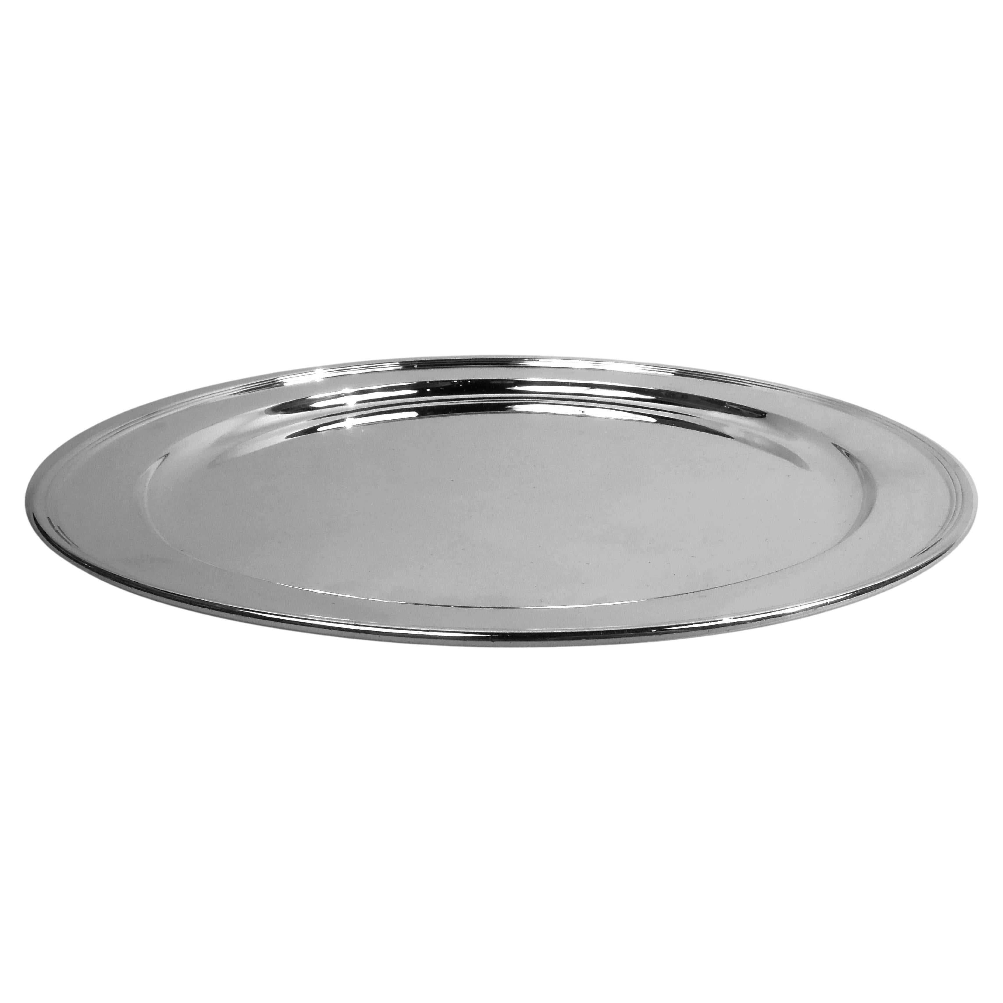 Tiffany American Modern Sterling Silver 11-Inch Round Tray For Sale