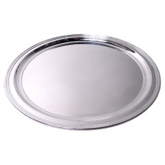Plateau rond de 11 pouces en argent sterling américain moderne Tiffany