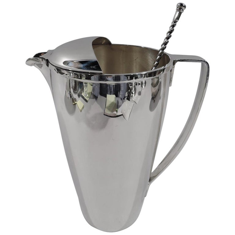 Tiffany American Modern Sterling Silver Bar Pitcher with Stirrer For