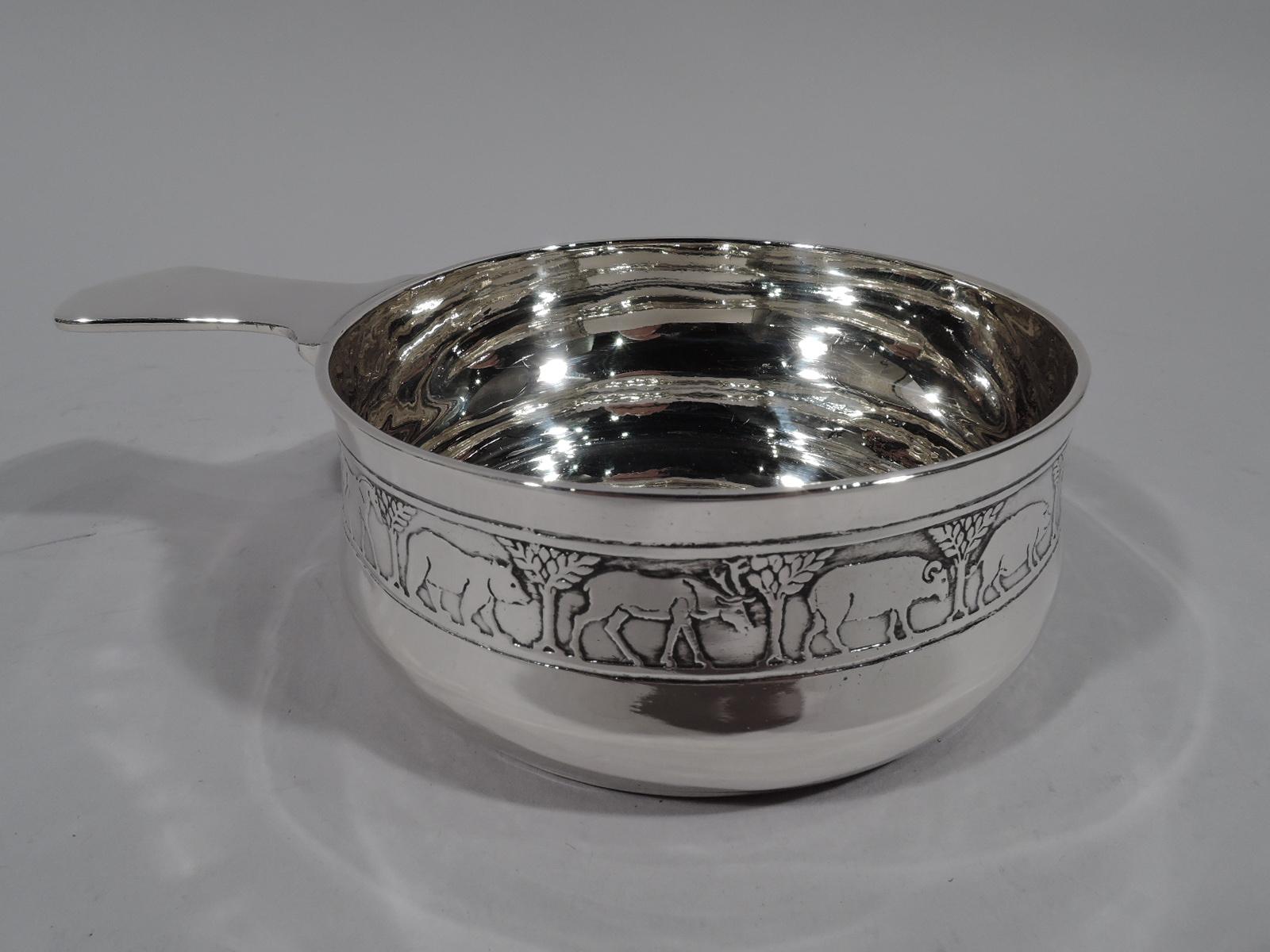 Tiffany American Modern Sterling Silver Noah's Ark Porringer In Excellent Condition In New York, NY