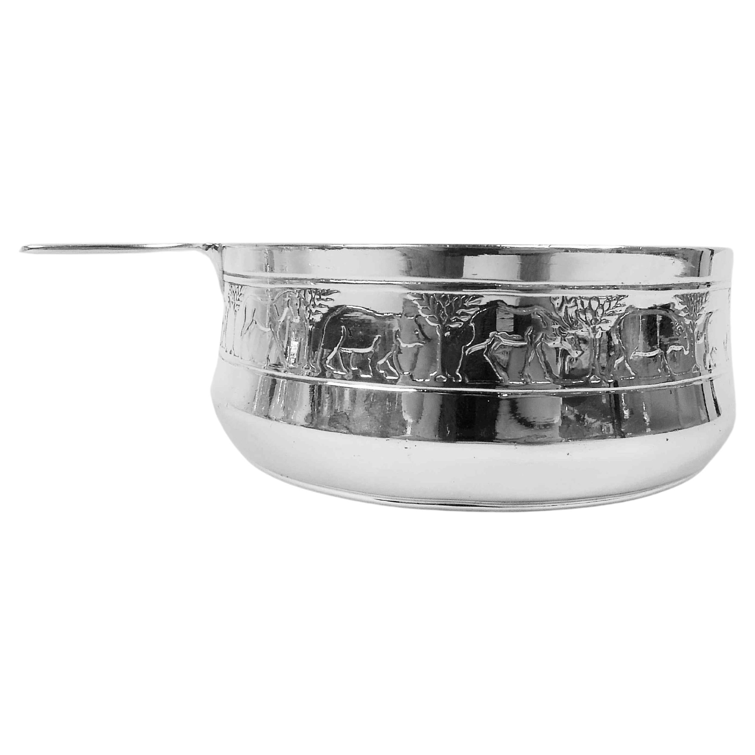 Tiffany American Modern Sterling Silver Noah's Ark Porringer