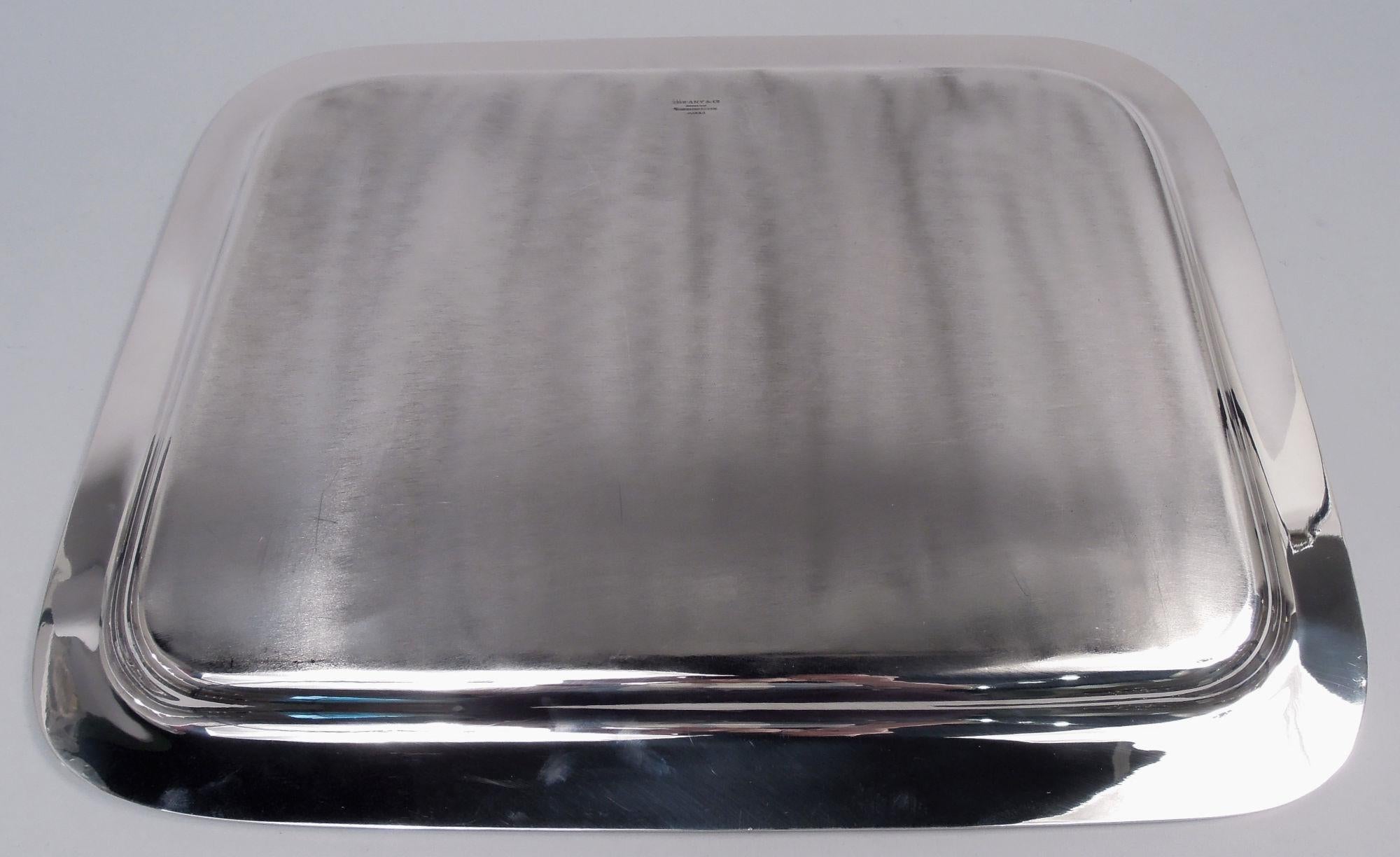 Bandeja rectangular para servir de plata de ley Tiffany American Modern siglo XX en venta
