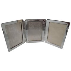 Tiffany American Modern Sterling Silver Traveling Triple Picture Frame