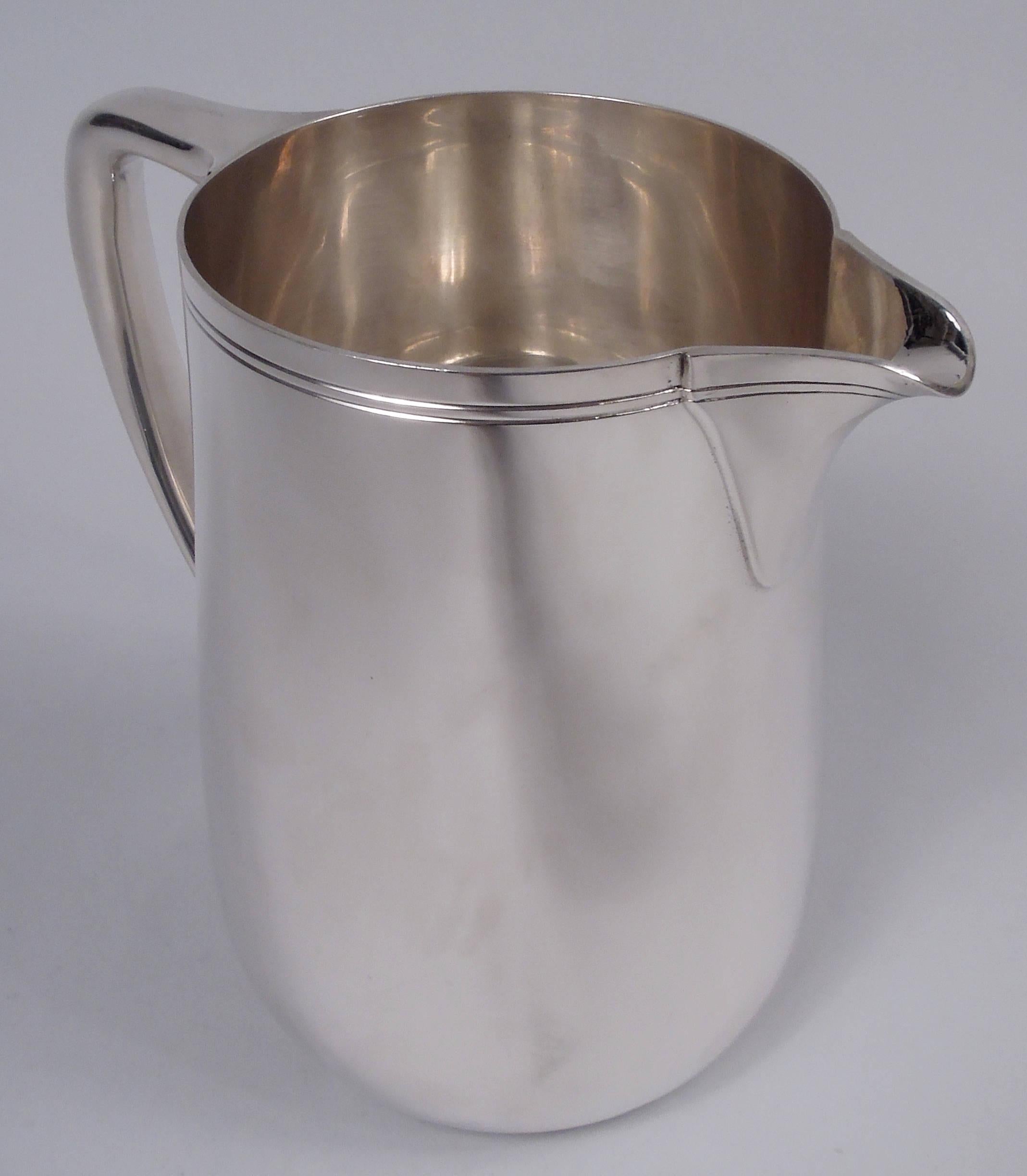 20th Century Tiffany American Modern Sterling Silver Water Pitcher