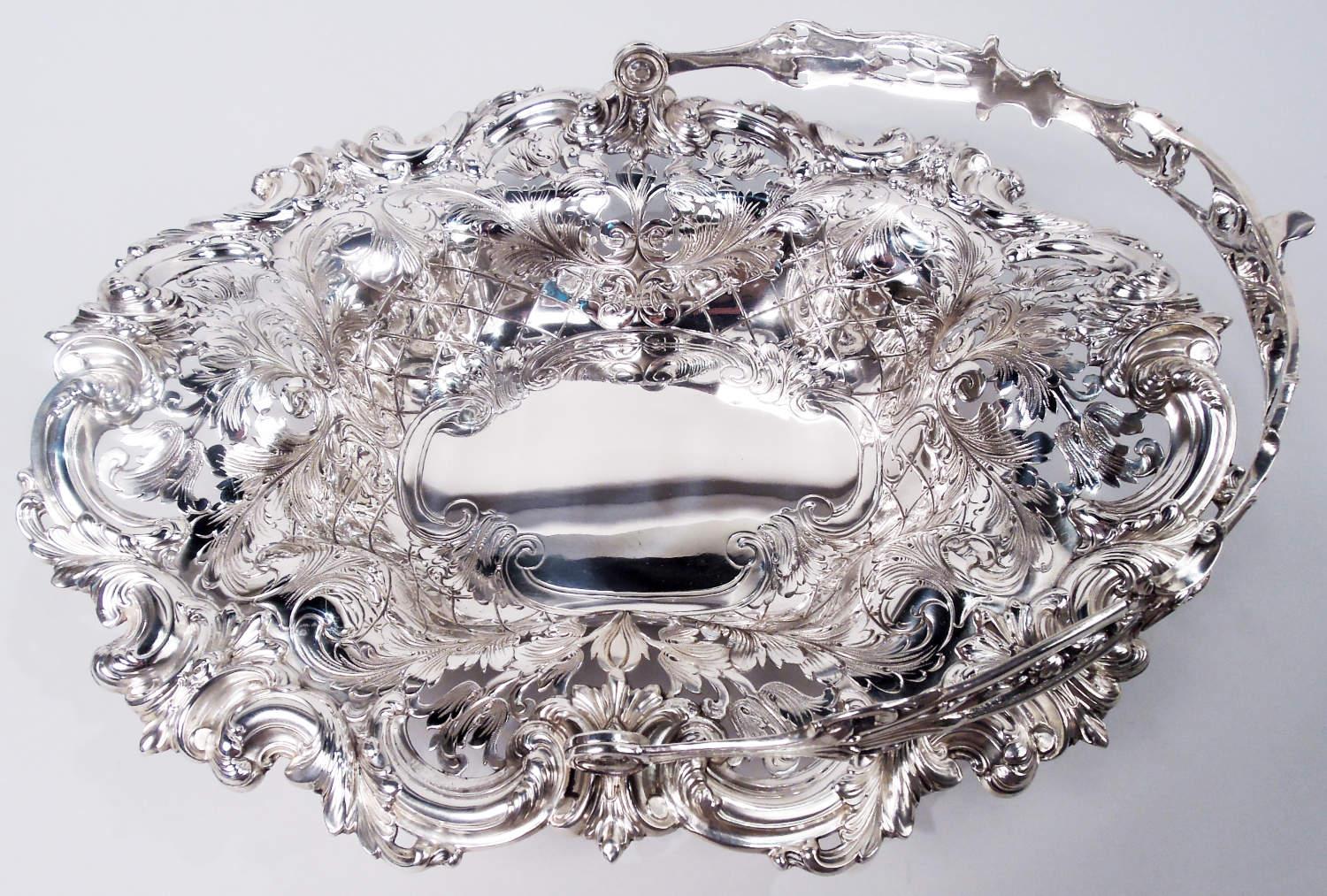 Cesta victoriana americana Tiffany de plata de ley clásica siglo XIX en venta