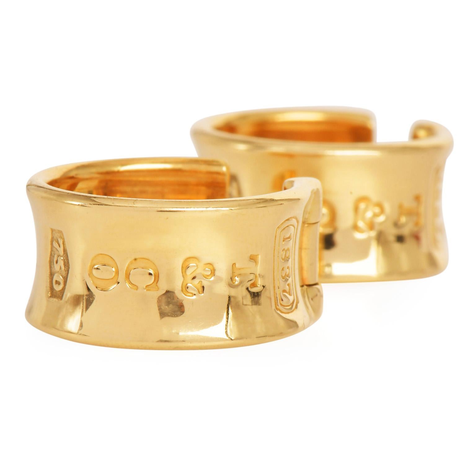 De las mujeres Pendientes de aro de oro amarillo de 18 quilates de la colección Tiffany & Co. 1837 en venta