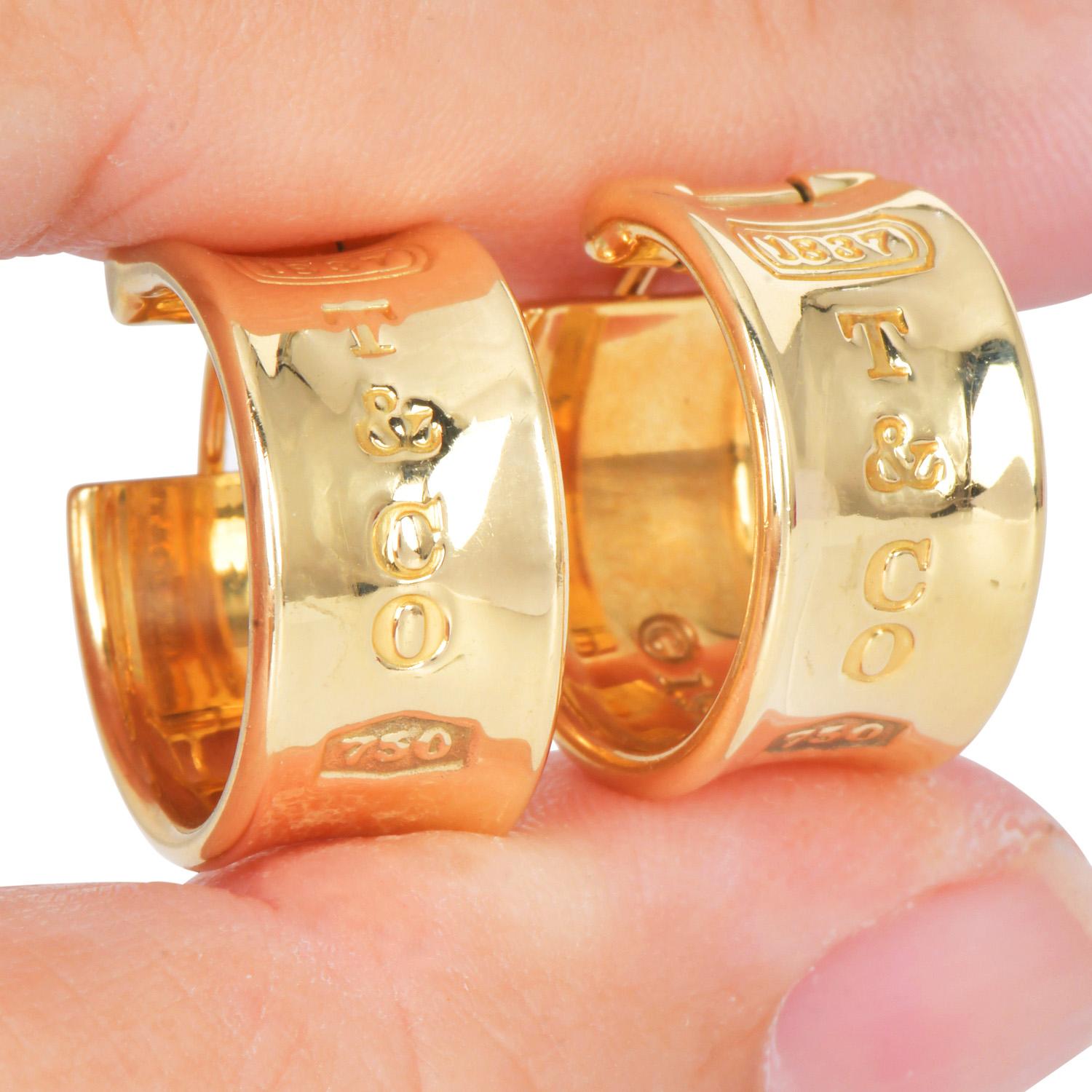 Pendientes de aro de oro amarillo de 18 quilates de la colección Tiffany & Co. 1837 en venta 4