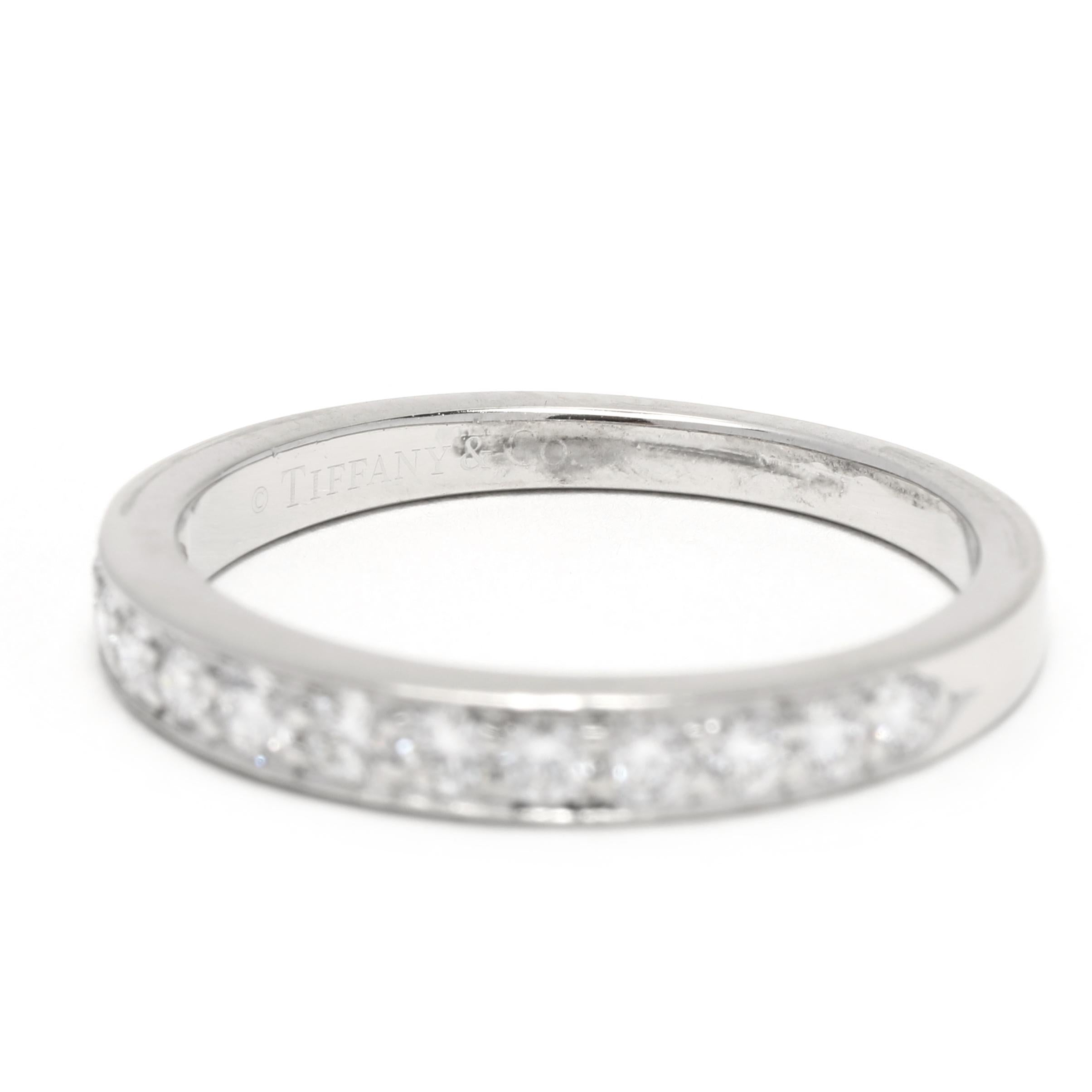 Femenino o masculino Tiffany & Co. Alianza de boda con diamantes finos de 0,13 ct, platino, talla 5 en venta