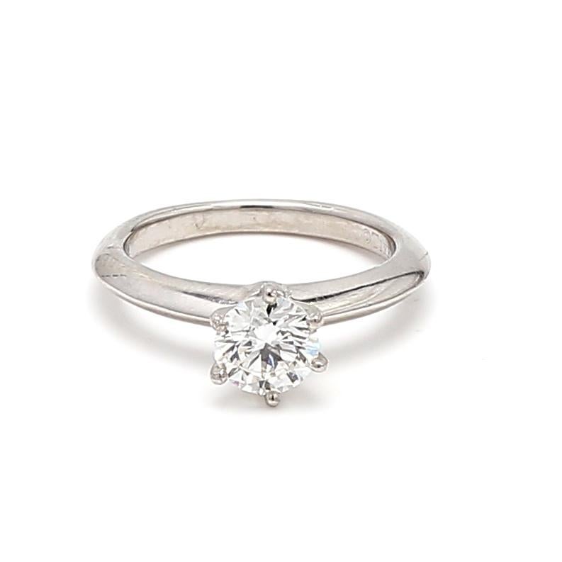 Verlobungsring aus Platin mit 0.60 Karat rundem Brillanten von Tiffany und Co im Angebot 5
