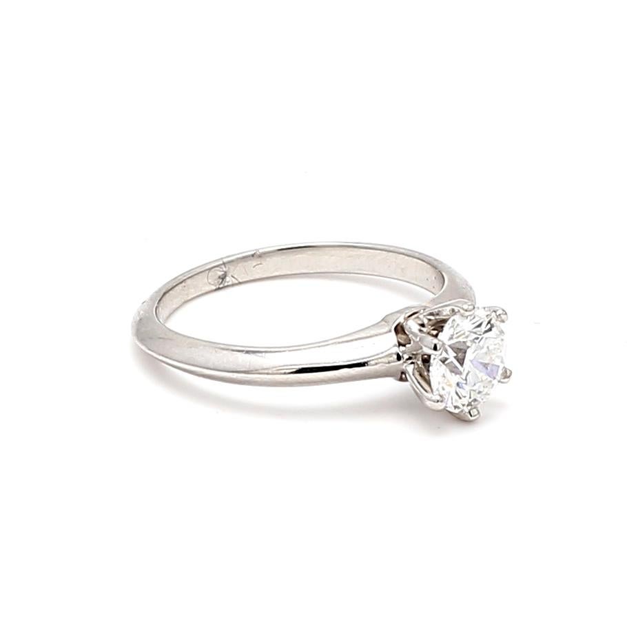 Brilliant Cut Tiffany and Co 0.72 Carat Round Brilliant Shape Diamond Platinum Engagement Ring For Sale