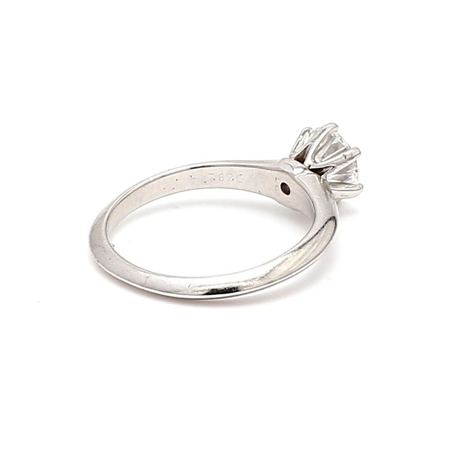 Women's Tiffany and Co 0.72 Carat Round Brilliant Shape Diamond Platinum Engagement Ring For Sale