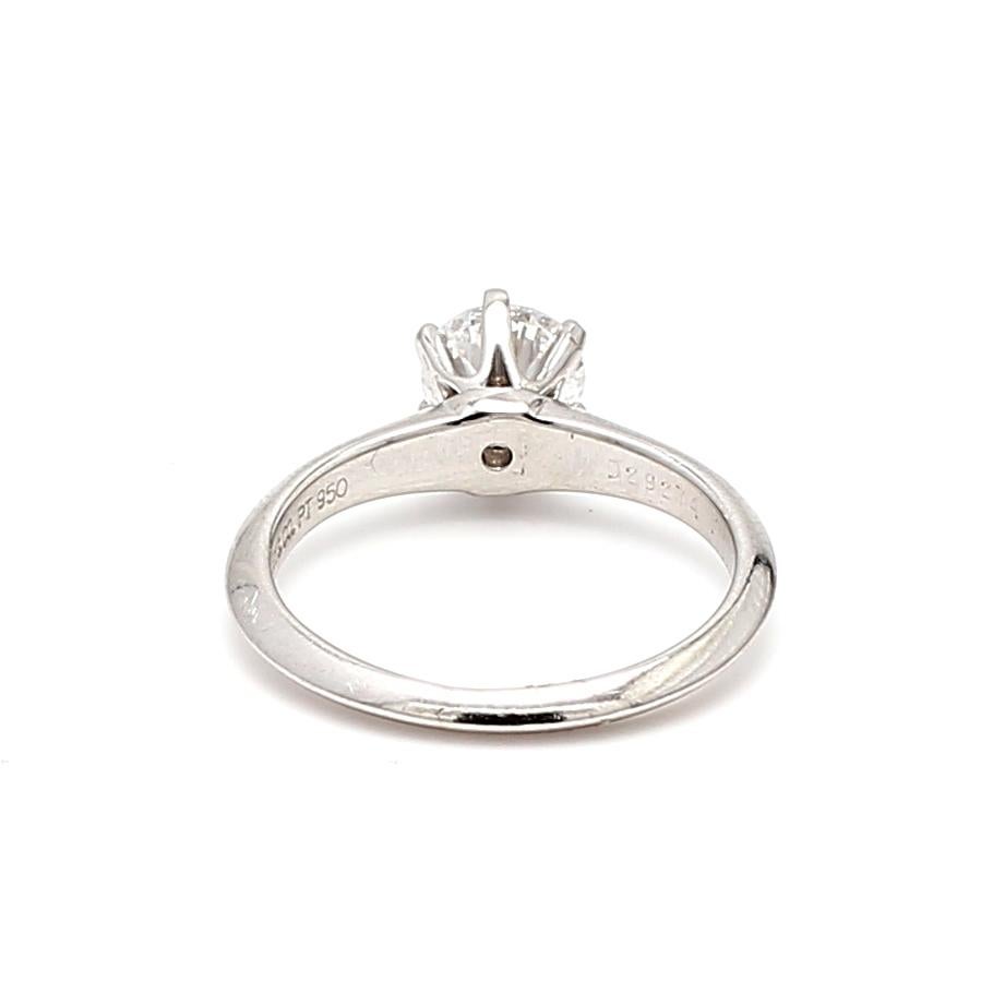 Tiffany and Co 0.72 Carat Round Brilliant Shape Diamond Platinum Engagement Ring For Sale 1