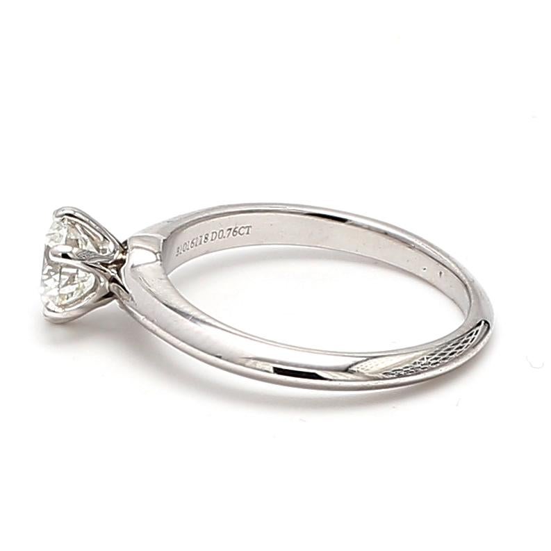 Tiffany and Co 0.77 Carat Round Brilliant Diamond Platinum Engagement Ring For Sale 1