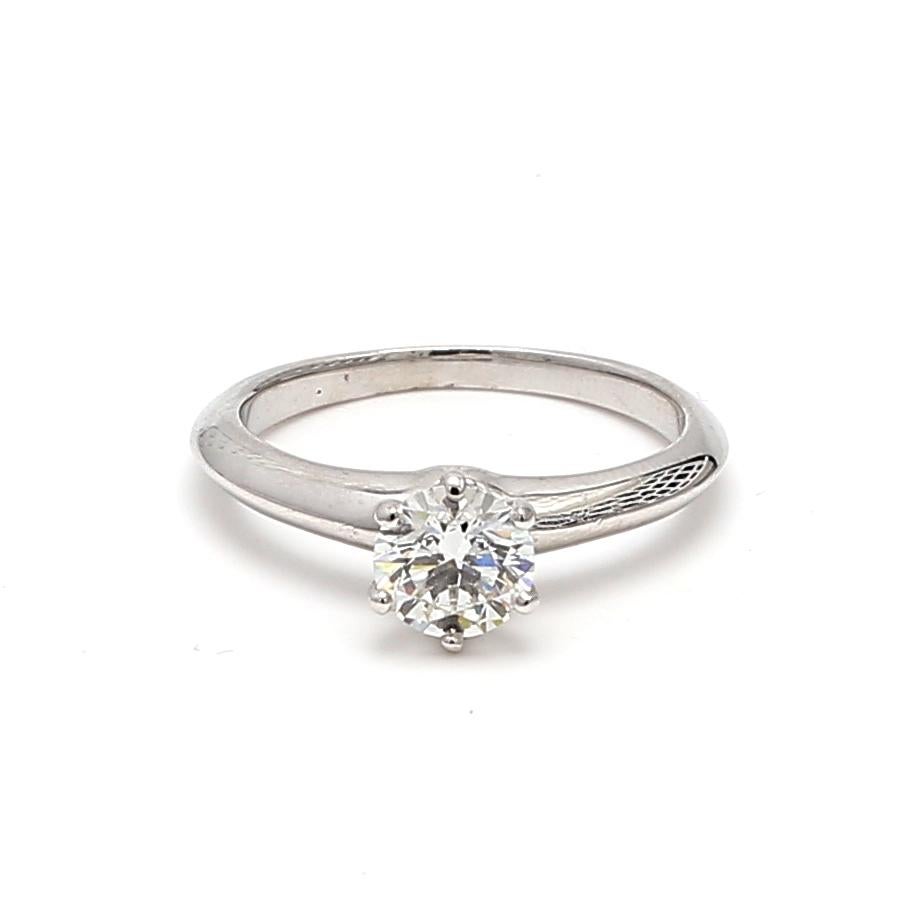 Tiffany and Co 0.77 Carat Round Brilliant Diamond Platinum Engagement Ring For Sale 2