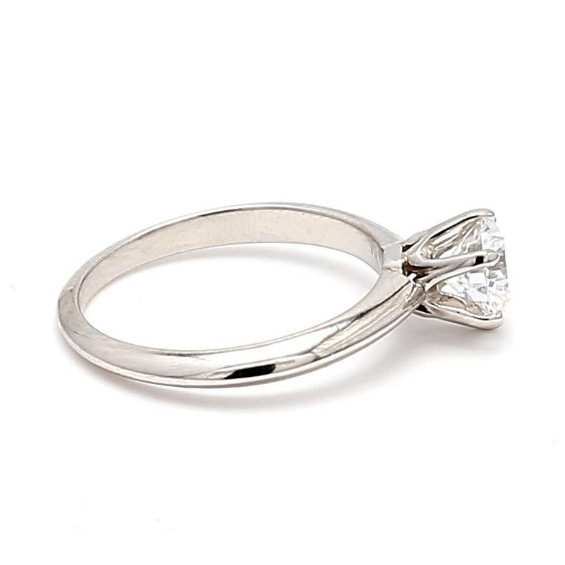 Brilliant Cut Tiffany and Co 0.80 Carat Round Brilliant Diamond Platinum Engagement Ring For Sale