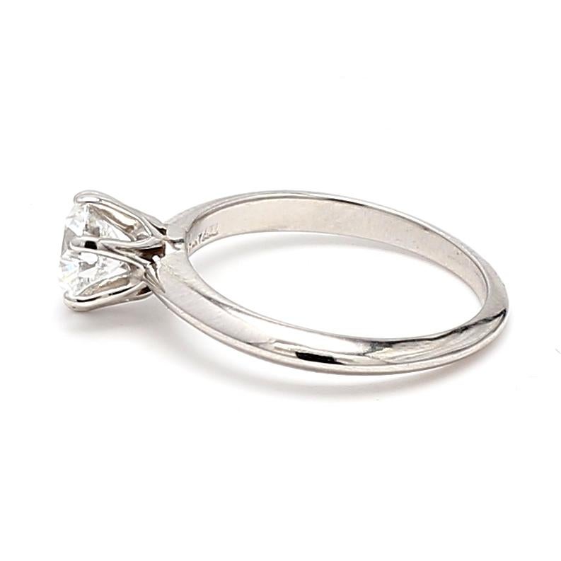 Tiffany and Co 0.80 Carat Round Brilliant Diamond Platinum Engagement Ring For Sale 2