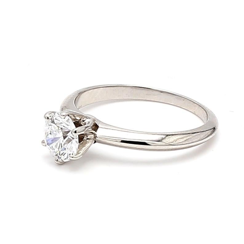 Tiffany and Co 0.80 Carat Round Brilliant Diamond Platinum Engagement Ring For Sale 3