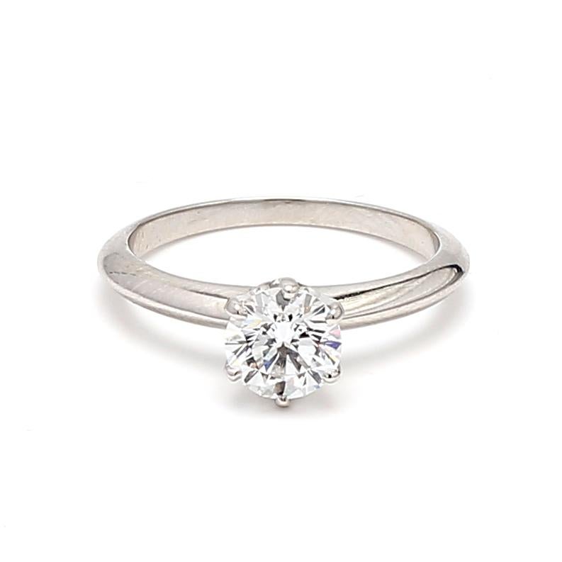 Tiffany and Co 0.80 Carat Round Brilliant Diamond Platinum Engagement Ring For Sale 4