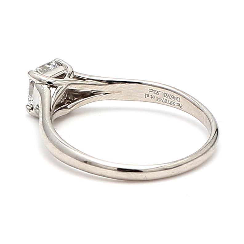 Tiffany and Co, bague de fiançailles en platine avec diamant taille radiant E-VVS2 de 0,92 carat en vente 1