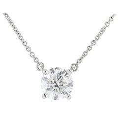 Tiffany and Co 0.96 Carat Round Brilliant G VVS1 Diamond Platinum Pendant Neckla