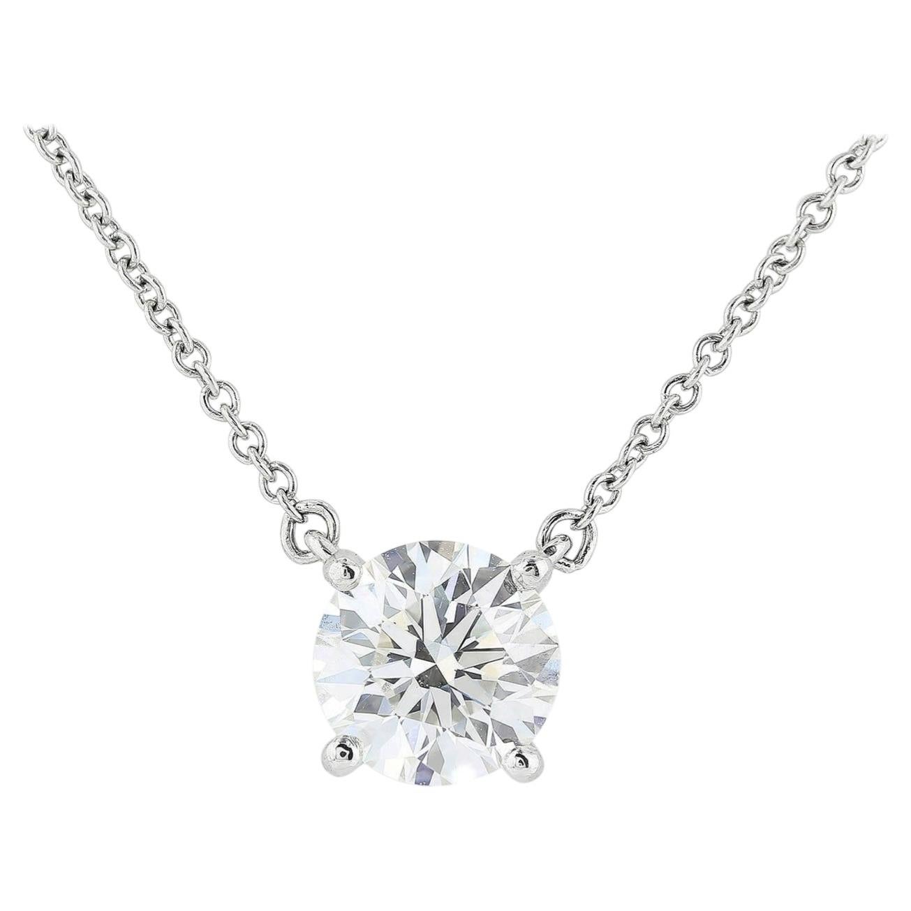 Tiffany and Co 0.96 Carat Round Brilliant G VVS1 Diamond Platinum Pendant Neckla