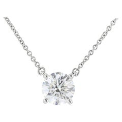 Tiffany and Co 0.96 Carat Round Brilliant G VVS1 Diamond Platinum Pendant Neckla
