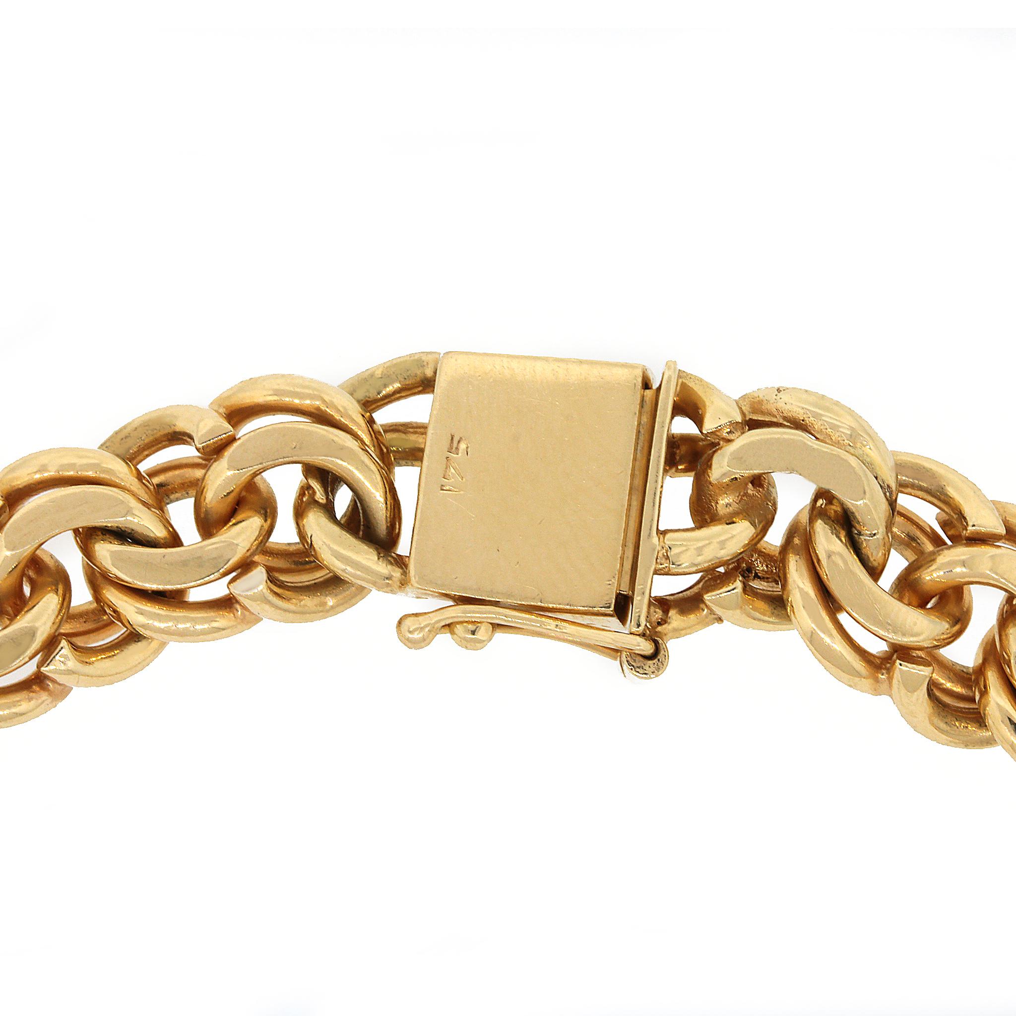 14 kt Yellow Gold
Chain Length: 16 inches
Total Weight: 111 grams