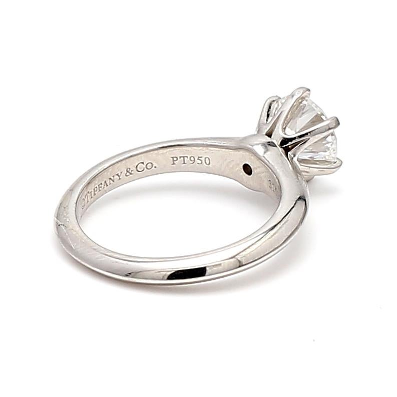 Tiffany and Co, bague de fiançailles en platine avec diamant E-VS1 de 1,04 carat Pour femmes en vente
