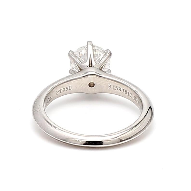 Tiffany and Co, bague de fiançailles en platine avec diamant E-VS1 de 1,04 carat en vente 1