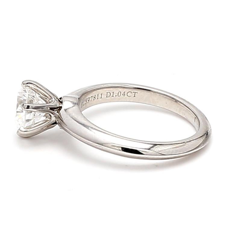 Tiffany and Co, bague de fiançailles en platine avec diamant E-VS1 de 1,04 carat en vente 3