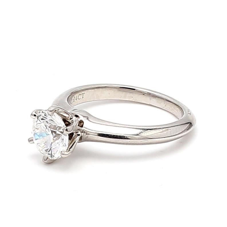 Tiffany and Co, bague de fiançailles en platine avec diamant E-VS1 de 1,04 carat en vente 4