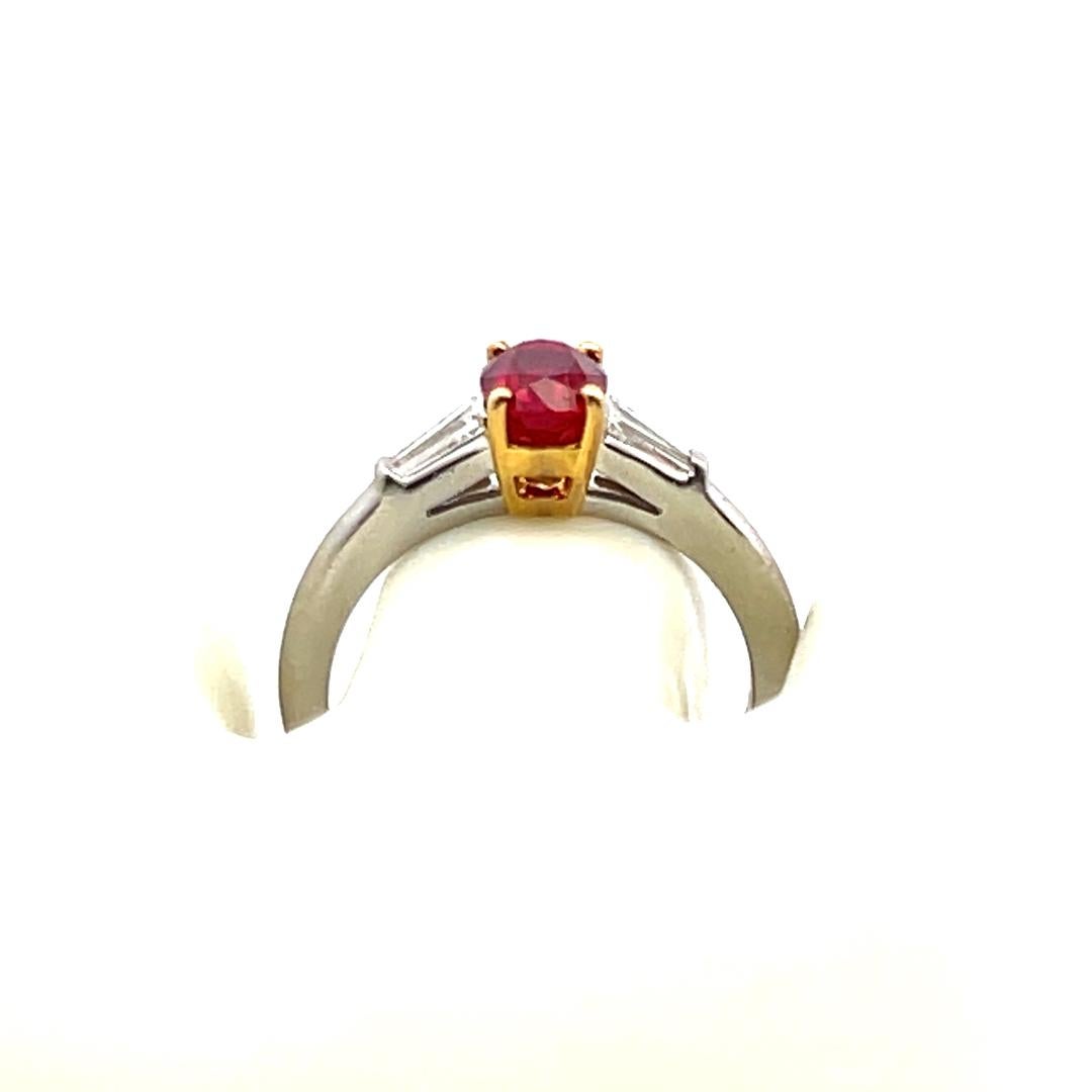 Tiffany and Co 1.08 Carat Ruby And 0.23 Carat Diamond Platinum Engagement Ring For Sale 4