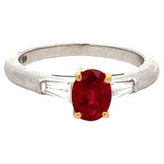 Tiffany and Co 1.08 Carat Ruby And 0.23 Carat Diamond Platinum Engagement Ring