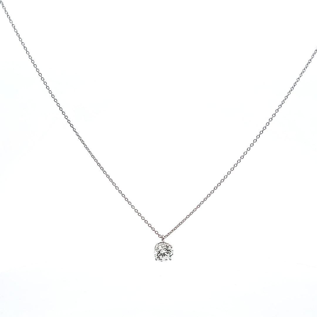 Tiffany and Co 1.12 Carat Round Brilliant Diamond Platinum Pendant Necklace