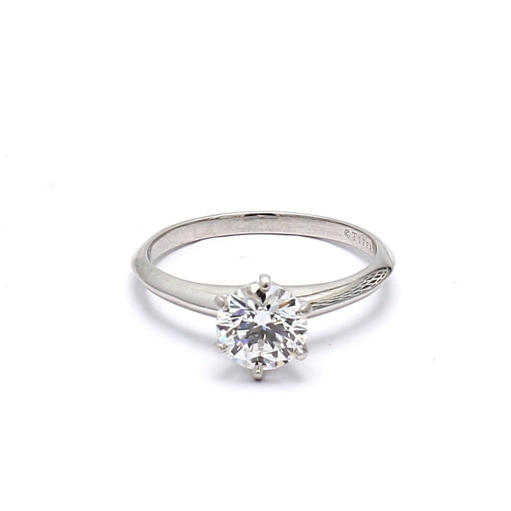 Tiffany and Co 1.12 Carat Round Brilliant E-VS1 Diamond Platinum Engagement Ring