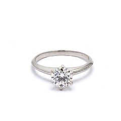 Tiffany and Co 1.12 Carat Round Brilliant E-VS1 Diamond Platinum Engagement Ring