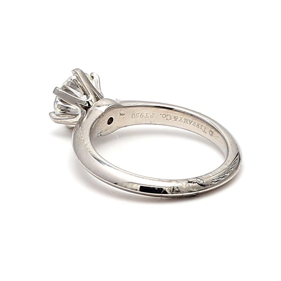 Tiffany & Co Verlobungsring aus Platin mit 1,22 Karat rundem Brillanten F-VVS Diamant im Angebot 1