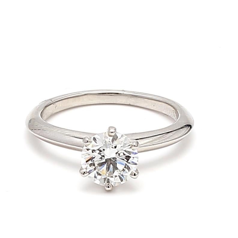 Tiffany and Co 1.25 Carat Round Brilliant Diamond Platinum Engagement Ring For Sale 5