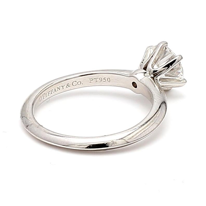 Women's Tiffany and Co 1.25 Carat Round Brilliant Diamond Platinum Engagement Ring For Sale