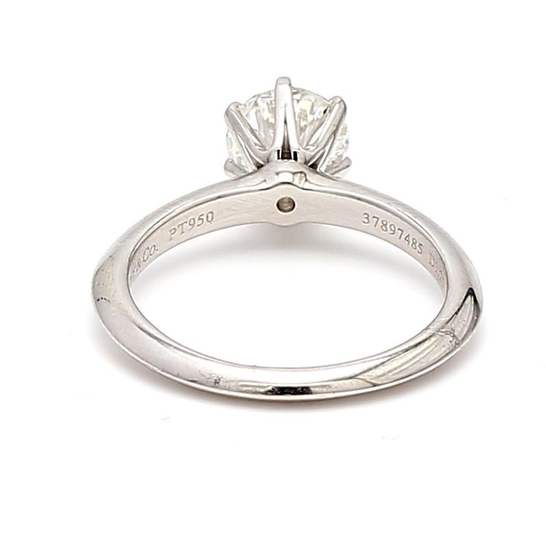 Tiffany and Co 1.25 Carat Round Brilliant Diamond Platinum Engagement Ring For Sale 1