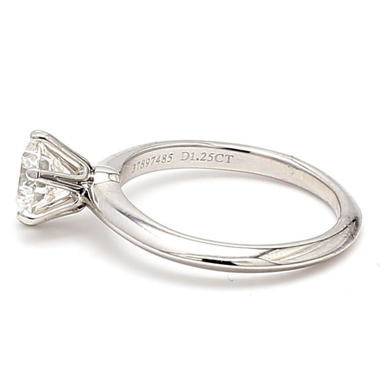 Tiffany and Co 1.25 Carat Round Brilliant Diamond Platinum Engagement Ring For Sale 3