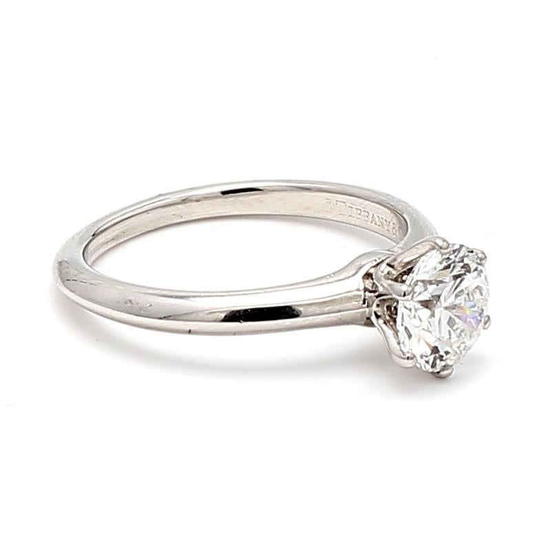 Brilliant Cut Tiffany and Co 1.26 Carat Round Brilliant Diamond Platinum Engagement Ring For Sale