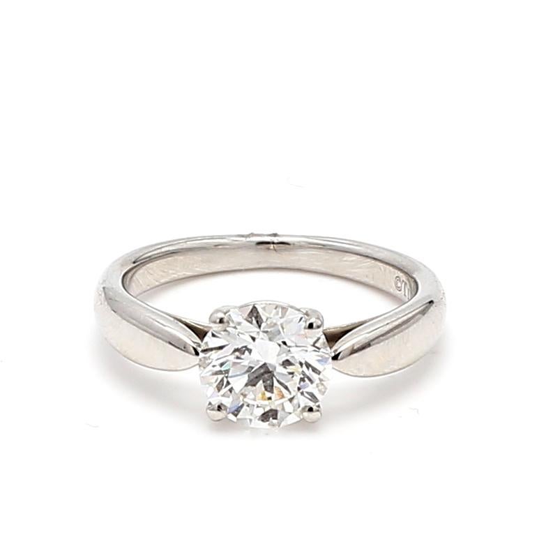 Tiffany and Co 1.27 Carat Round Brilliant Diamond Platinum Engagement Ring For Sale 5
