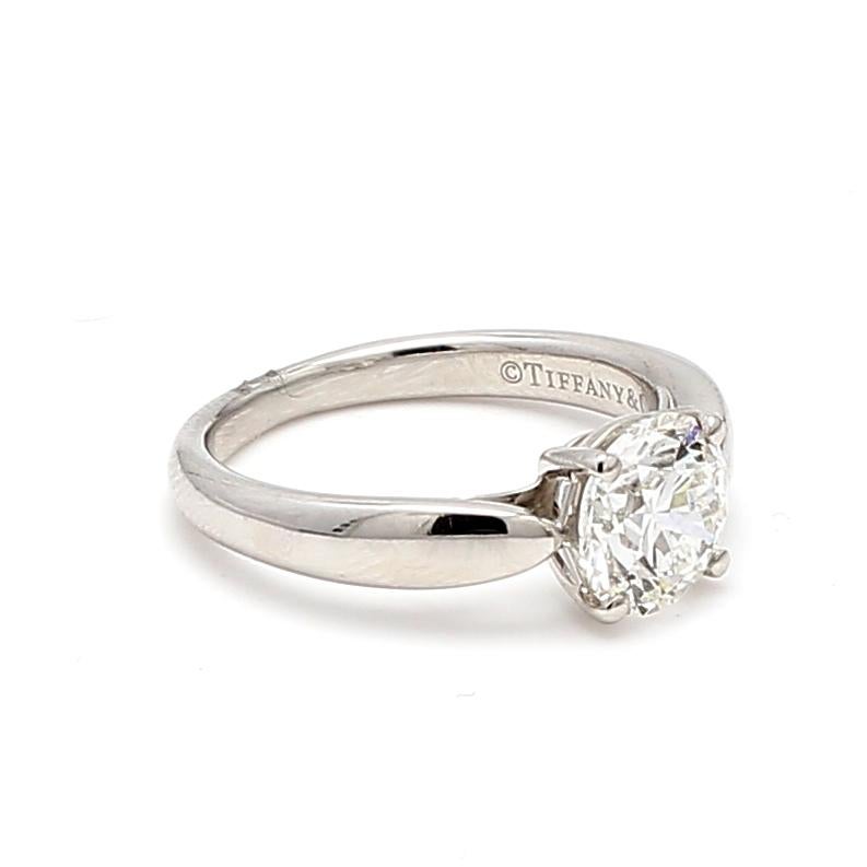 Brilliant Cut Tiffany and Co 1.27 Carat Round Brilliant Diamond Platinum Engagement Ring For Sale