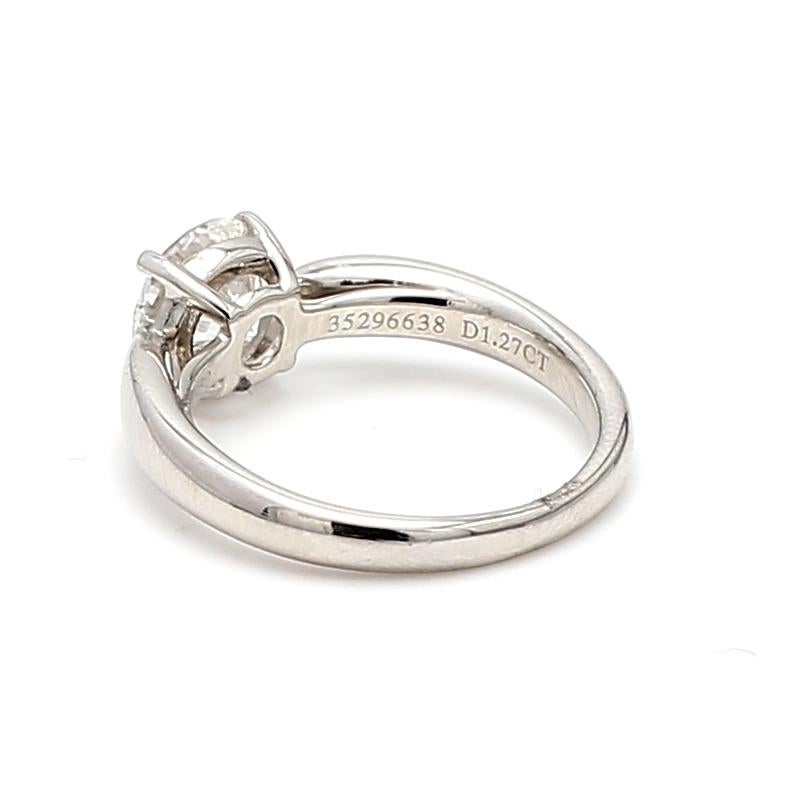 Tiffany and Co 1.27 Carat Round Brilliant Diamond Platinum Engagement Ring For Sale 2