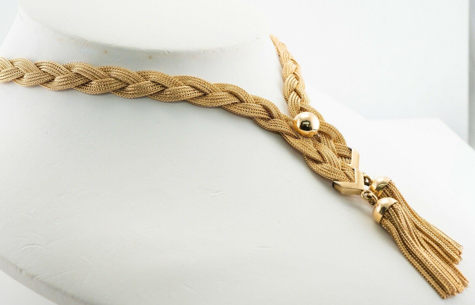 Tiffany and Co. 14K Gold Braided Rope Necklace In Good Condition In East Brunswick, NJ
