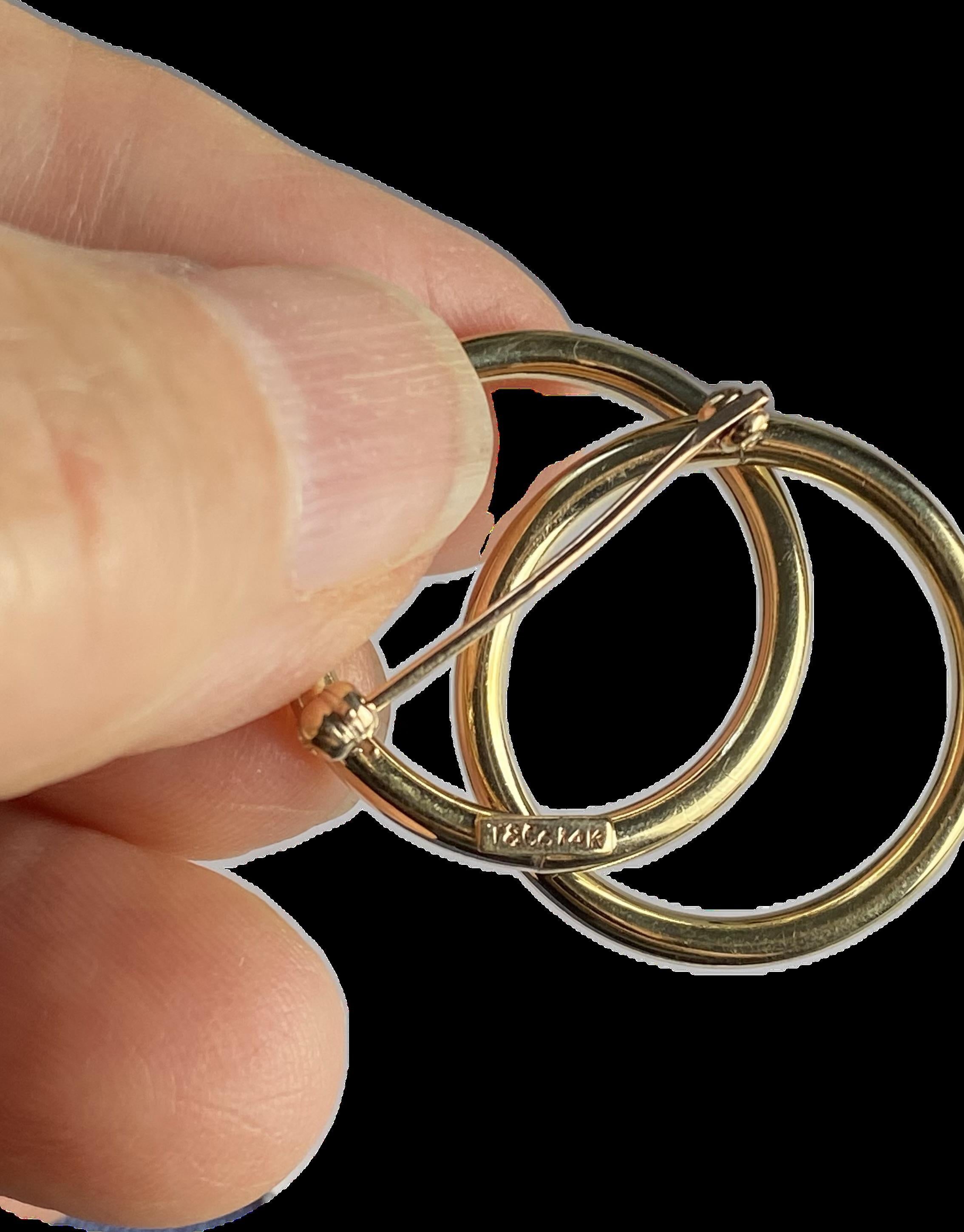 Tiffany and Co. 14K Yellow Gold Double Circle Brooch 1.25 Inch by 1 inch In Good Condition In New York, NY