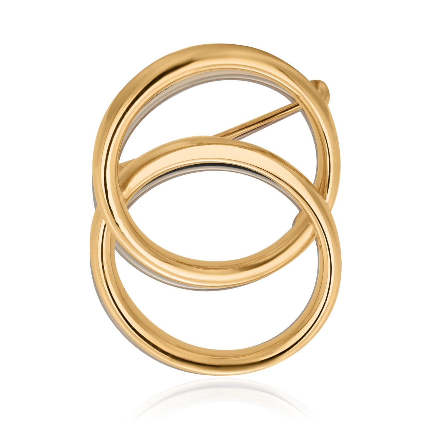 Tiffany and Co. 14K Yellow Gold Double Circle Brooch 1.25 Inch by 1 inch 2